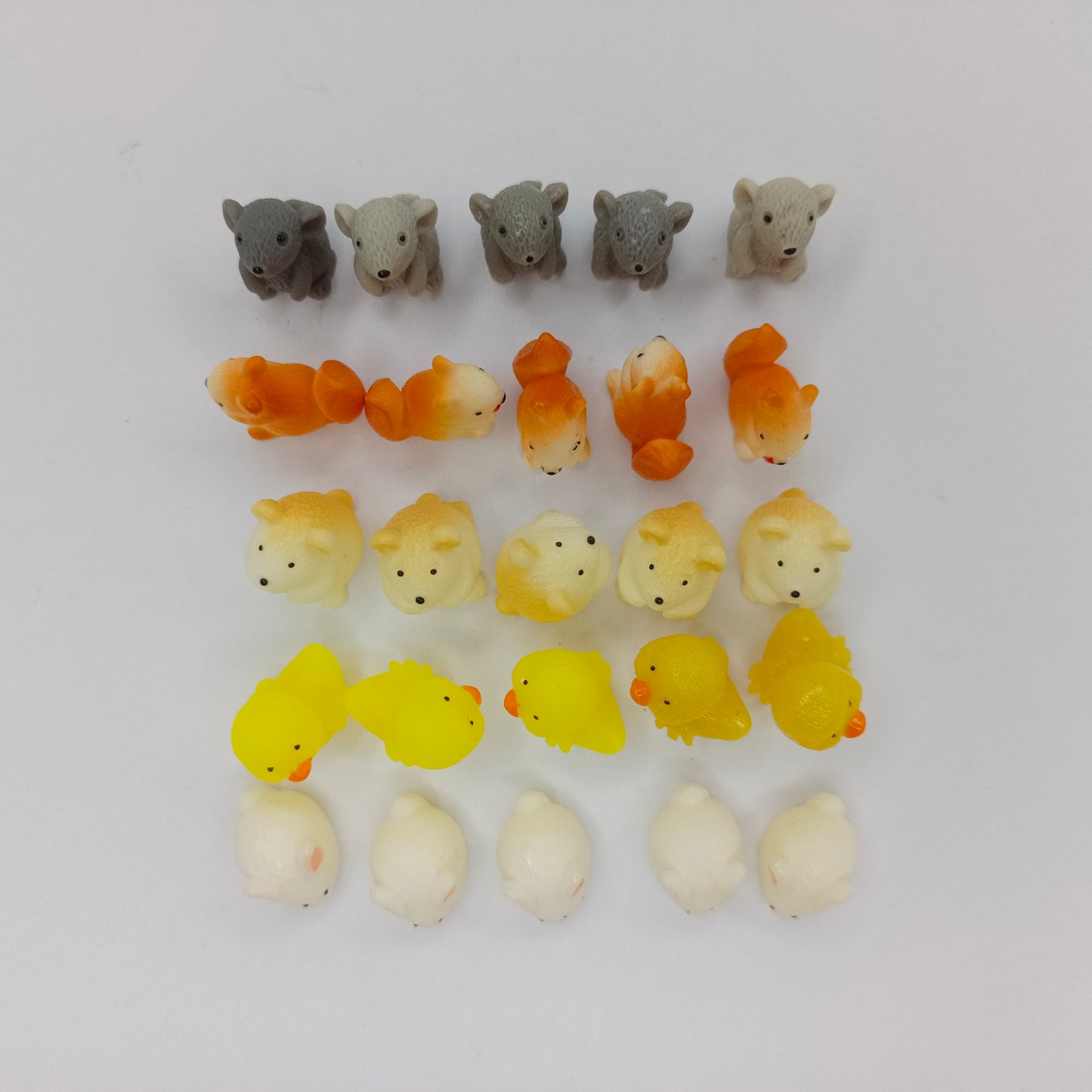 25pcs Tiny Animal Figurines Duck Squirrel Mouse Resin Charms Jewellery Findings