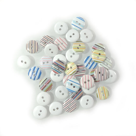 25x 13mm Mixed Striped Wooden Buttons For Clothes Crafts Sewing 2-Hole - Asia Sell