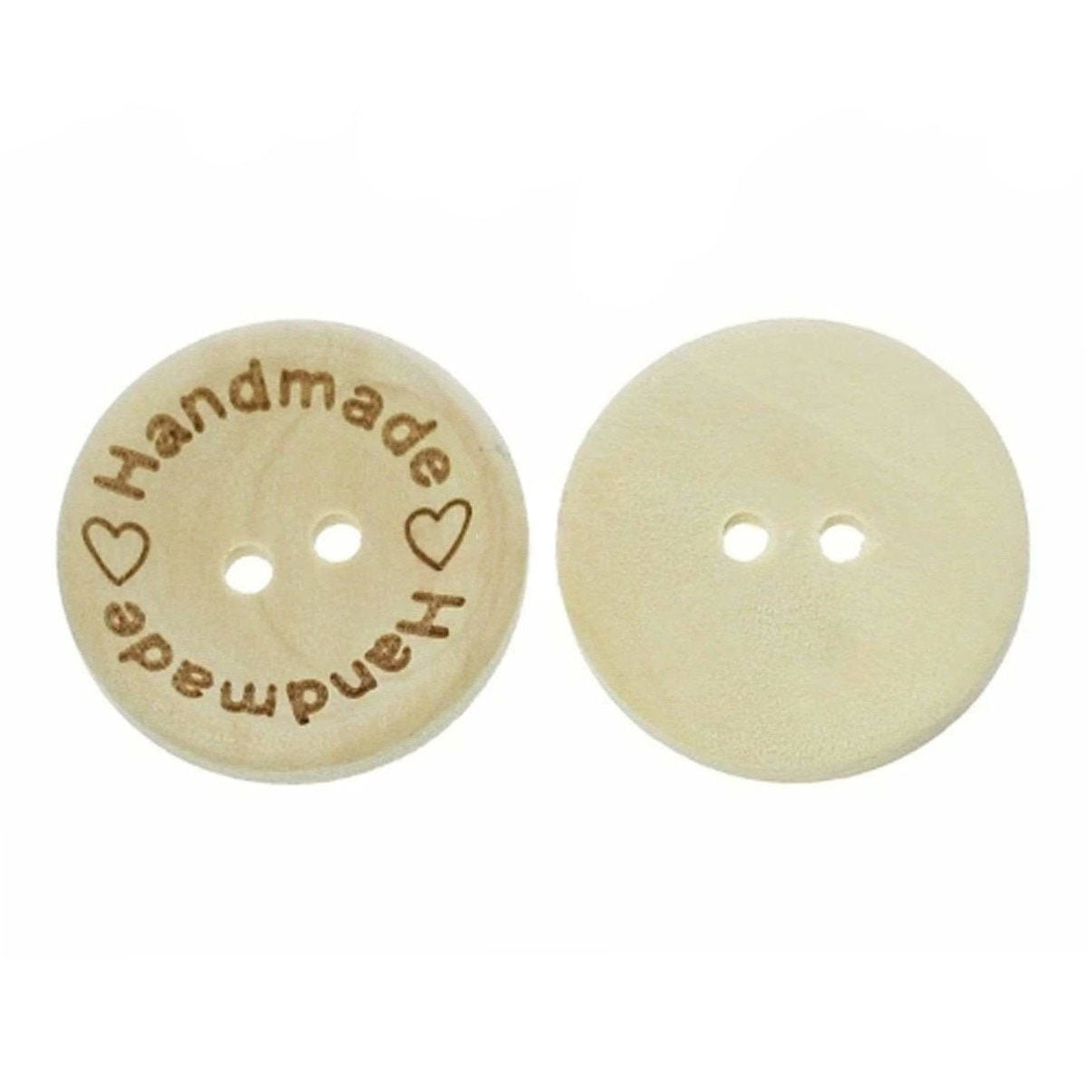 25x 15mm "Handmade Handmade" Round Wooden Buttons Handmade Clothes - Asia Sell