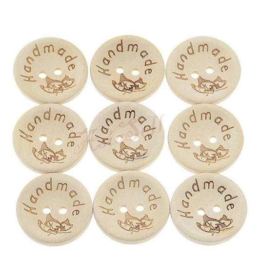 25x 15mm Leaf Design Round Wooden Buttons Handmade Clothes - - Asia Sell