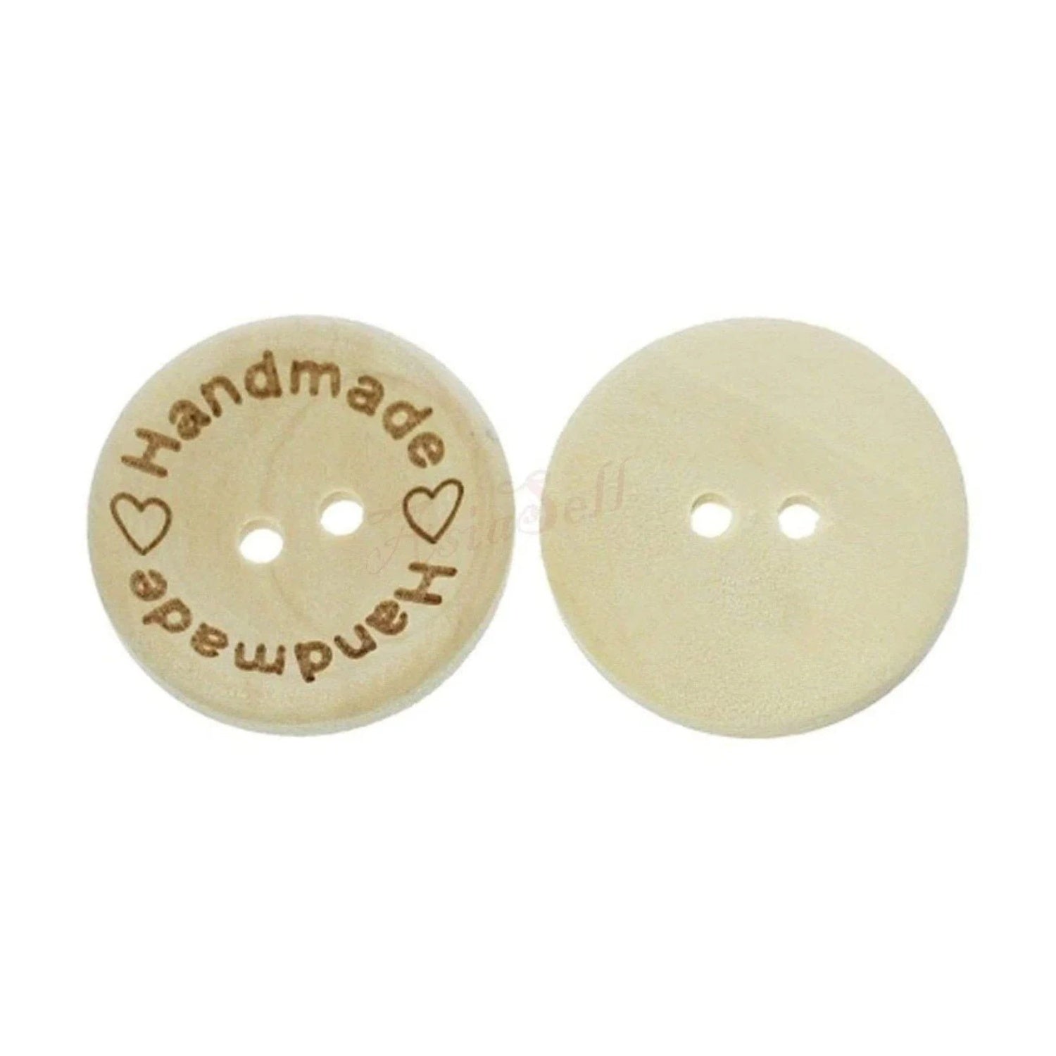 25x 20mm "Handmade Handmade" Round Wooden Buttons Handmade Clothes - - Asia Sell