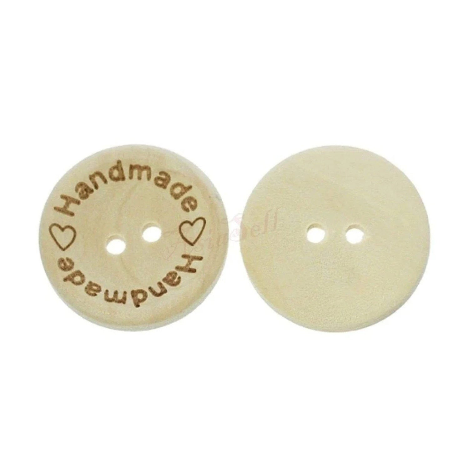 25x 25mm "Handmade Handmade" Round Wooden Buttons Handmade Clothes - - Asia Sell
