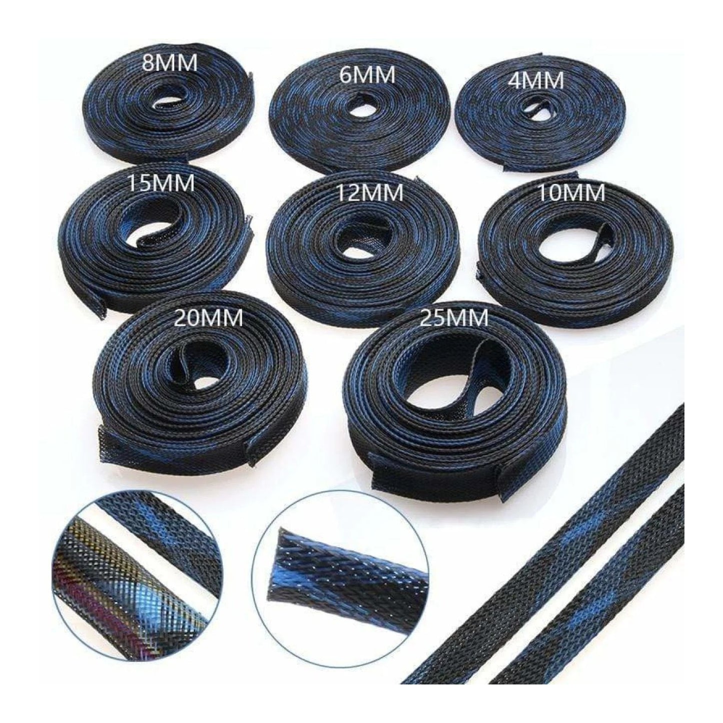 2m Cable Sleeve 2/4/6/8/10/12/15/20/25mm Expandable High Density PET - 2mm - Asia Sell