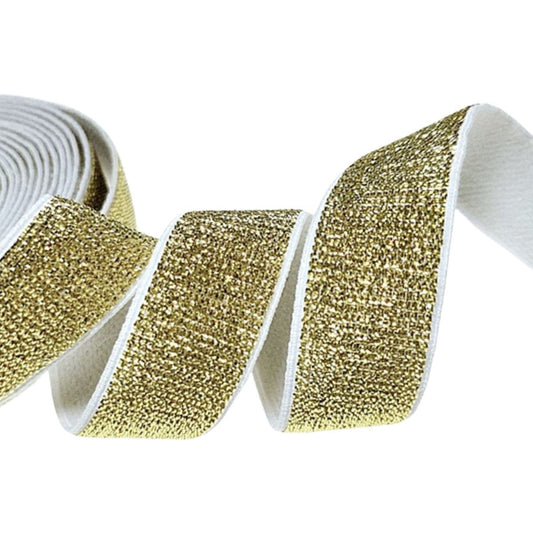 2m Gold Elastic Ribbon 25mm For Garment Trousers Sewing Accessories DIY - - Asia Sell