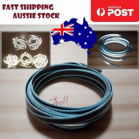 2pcs 100cm BLUE Shoelaces GREY PART GLOWS VERY BRIGHT WHITE Fluorescent - Asia Sell