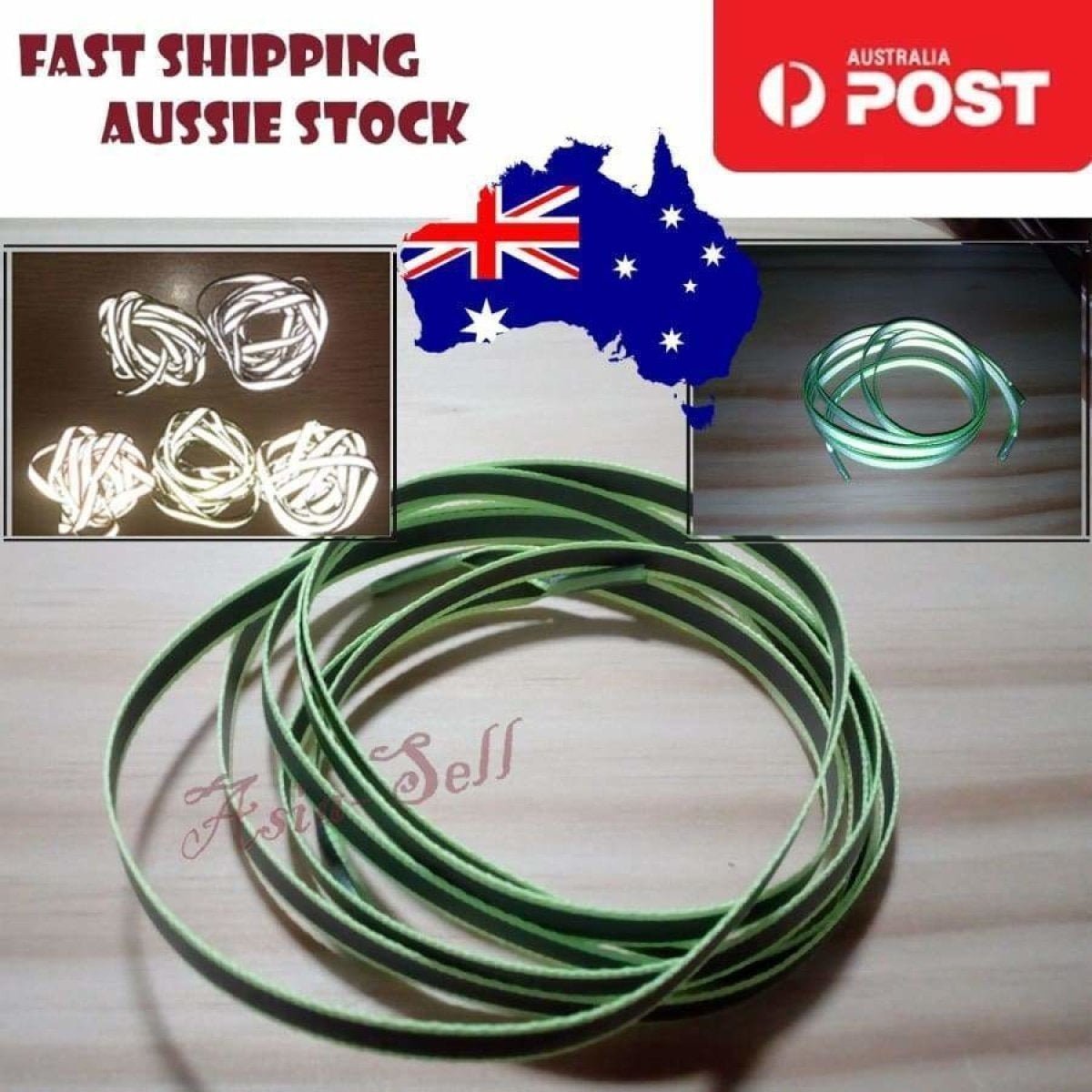 2pcs 100cm YELLOW GREEN Shoelaces GREY PART GLOWS VERY BRIGHT WHITE Fluorescent - - Asia Sell