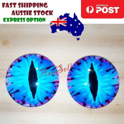 2pcs 30mm Round Glass Eyes Pupils Blue Red Green Cats Doll Eye Toys Dinosaur - Blue Narrow - Asia Sell