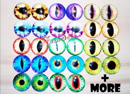 2pcs 30mm Round Glass Eyes Pupils Blue Red Green Cats Doll Eye Toys Dinosaur - Pink Red White Oval - - Asia Sell