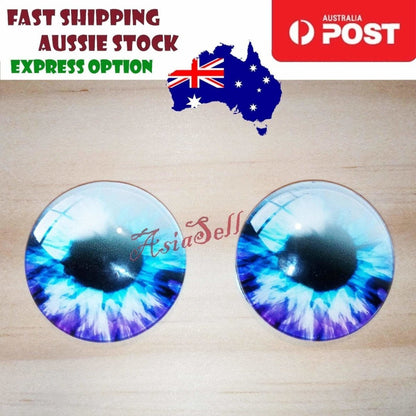 2pcs 30mm Round Glass Eyes Pupils Blue Red Green Cats Doll Eye Toys Dinosaur - Purple Blue White Round - Asia Sell