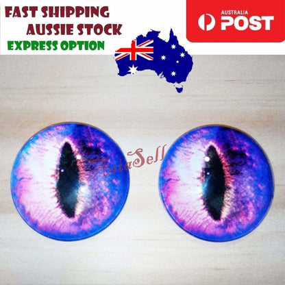 2pcs 30mm Round Glass Eyes Pupils Blue Red Green Cats Doll Eye Toys Dinosaur - Purple & Pink Narrow - Asia Sell