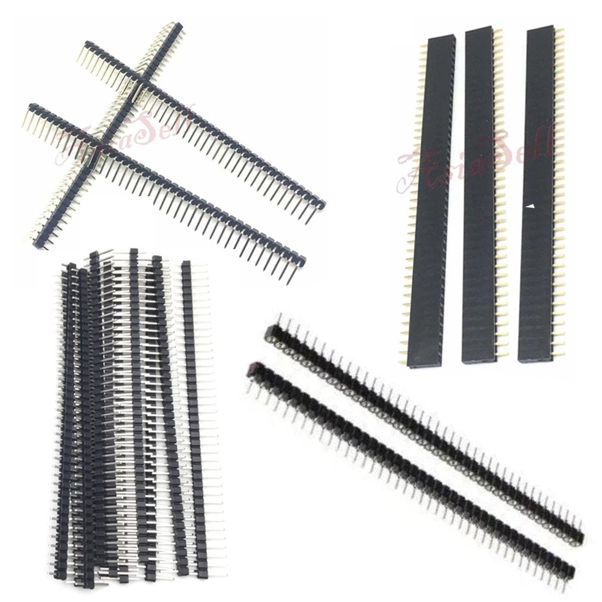 2pcs 40 Pin 1x40 Single Row Female Male 2.54mm Pitch Header Straight Right Angle Adapter - 2x Right Angle Male - - Asia Sell