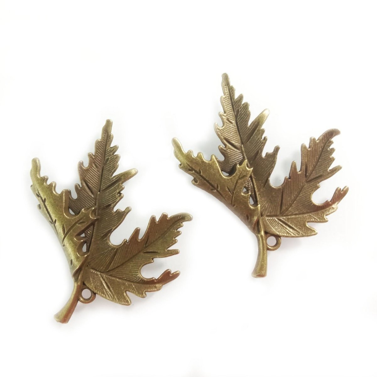 2pcs 55x45mm Antique Silver Bronze Colour Maple Leaf Pendant Charm Necklace Quality Large - Bronze Colour - Asia Sell