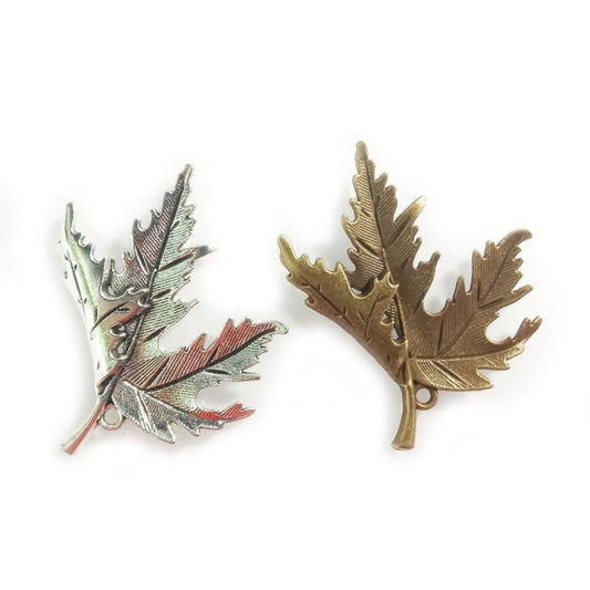 2pcs 55x45mm Antique Silver Bronze Colour Maple Leaf Pendant Charm Necklace Quality Large - Mixed Colours - Asia Sell