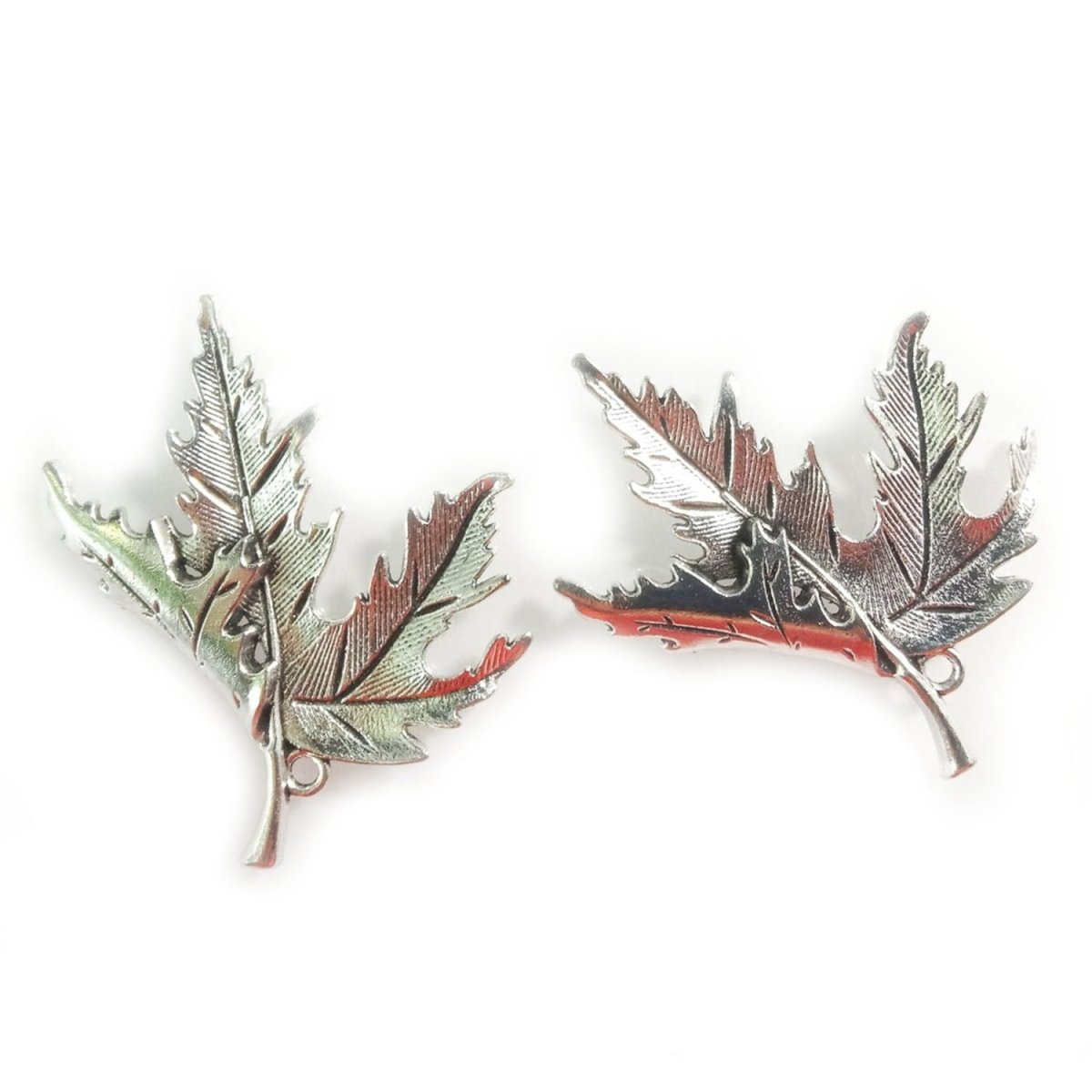 2pcs 55x45mm Antique Silver Bronze Colour Maple Leaf Pendant Charm Necklace Quality Large - Silver Colour - Asia Sell