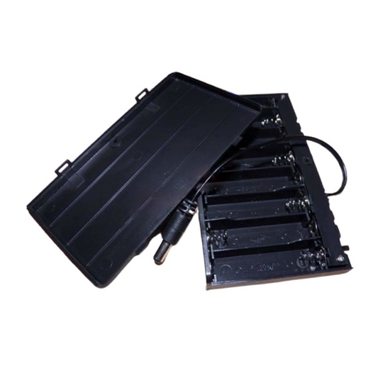 Black 8AA metal battery case with connectors on a white background - Asia Sell