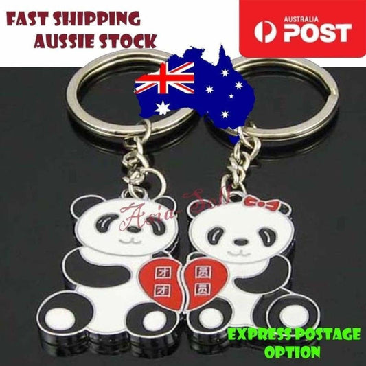 2pcs Couples 30mm Keyring 35mm Panda Valentines Day Novelty Keychain Ring Key Pendant Tag - - Asia Sell