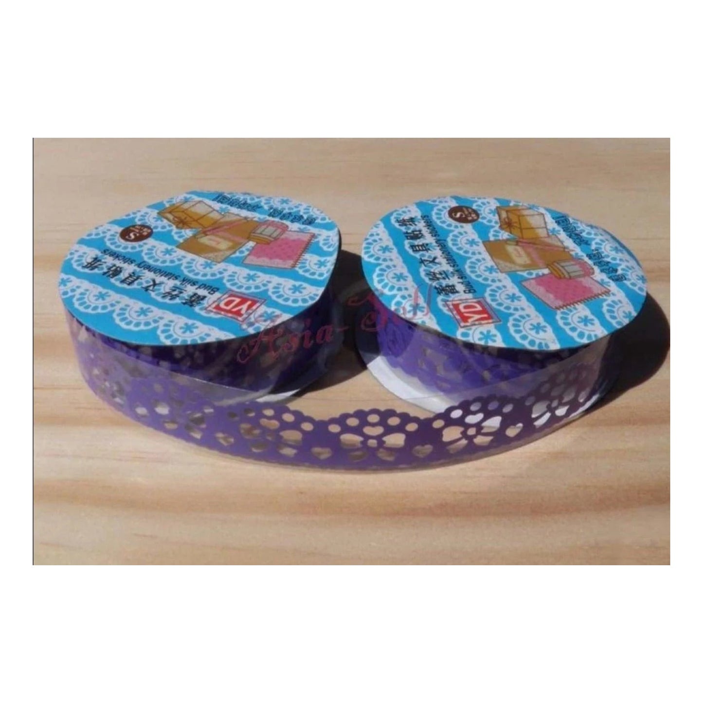 2pcs Decorative Sticky Tape Lace Roll Purple Washi Adhesive Ribbon Tape Wedding Craft - - Asia Sell