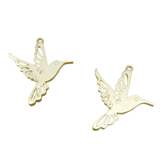 2pcs Hummingbird Charm 25x28mm for DIY Jewellery Making Gold Colour Earring Pendant Bracelet Necklace - Asia Sell