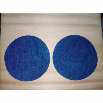 2pcs Iron-on Fabric Blue Black Denim Jeans Clothing Jacket Patch Patches Repair Sewing Shapes - 12.5cm Dia. Blue B - - Asia Sell