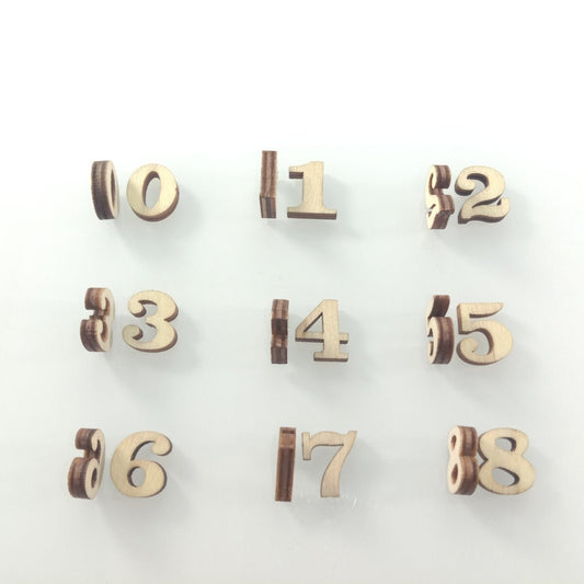 2pcs Mini Wooden Numbers 15mm High Art DIY Craft Wood Mathematics Learning - 2pcs number 0 - - Asia Sell