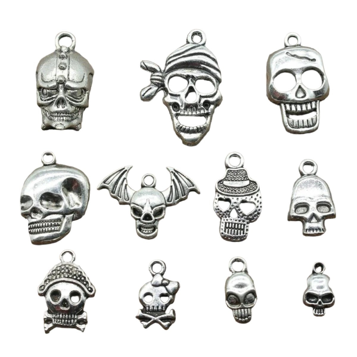 2pcs Skull Charms Antique Silver Colour Cute Skull Charms Pendants For Bracelets Bat Skull Charms Making Jewellery - A - Asia Sell