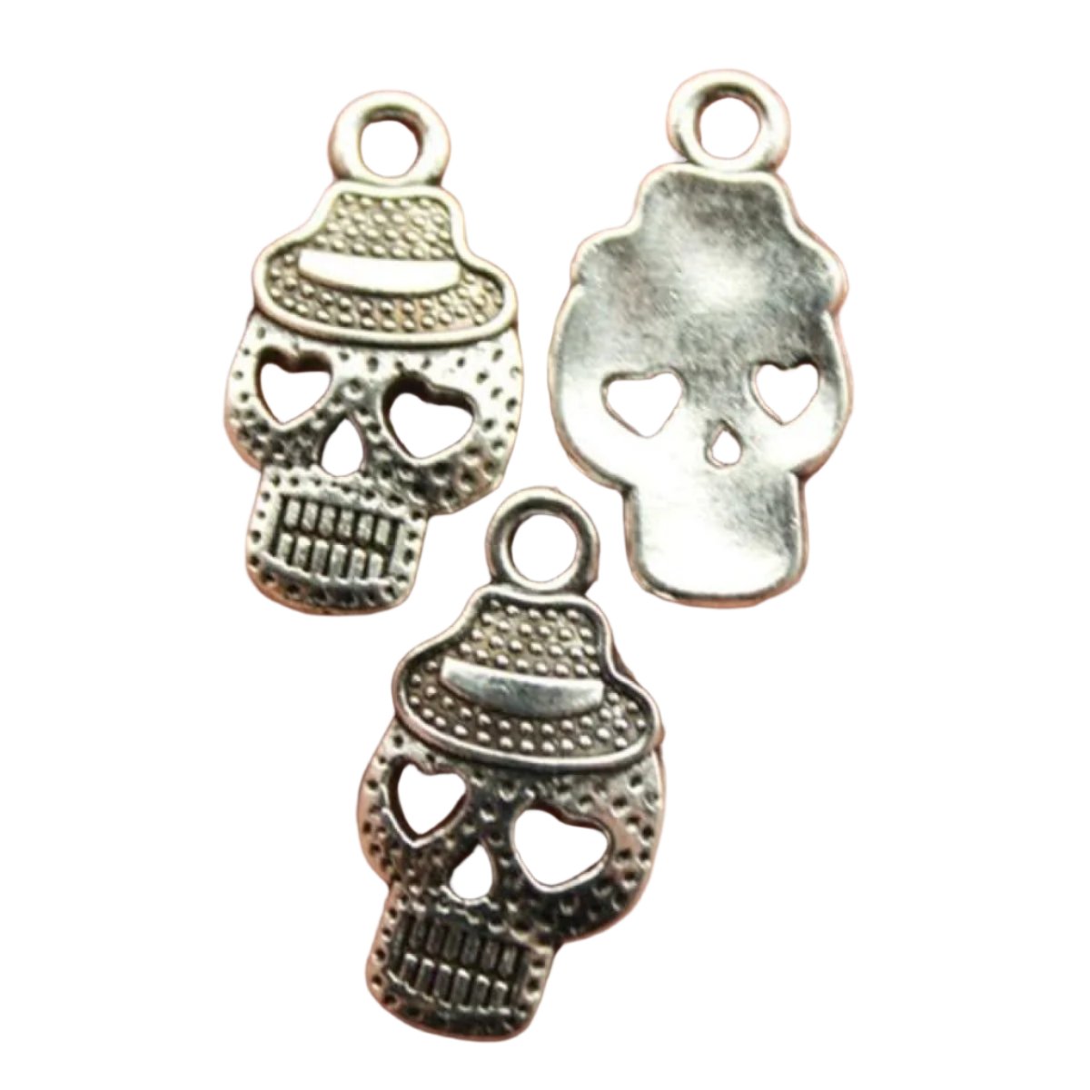 2pcs Skull Charms Antique Silver Colour Cute Skull Charms Pendants For Bracelets Bat Skull Charms Making Jewellery - H - Asia Sell