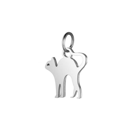 2pcs S/S Charm DIY Charms Jewellery Making Om Dog Paw Cat Animal Elephant Teddy Yoga Lotus Heart - Cat 16x12mm - - Asia Sell