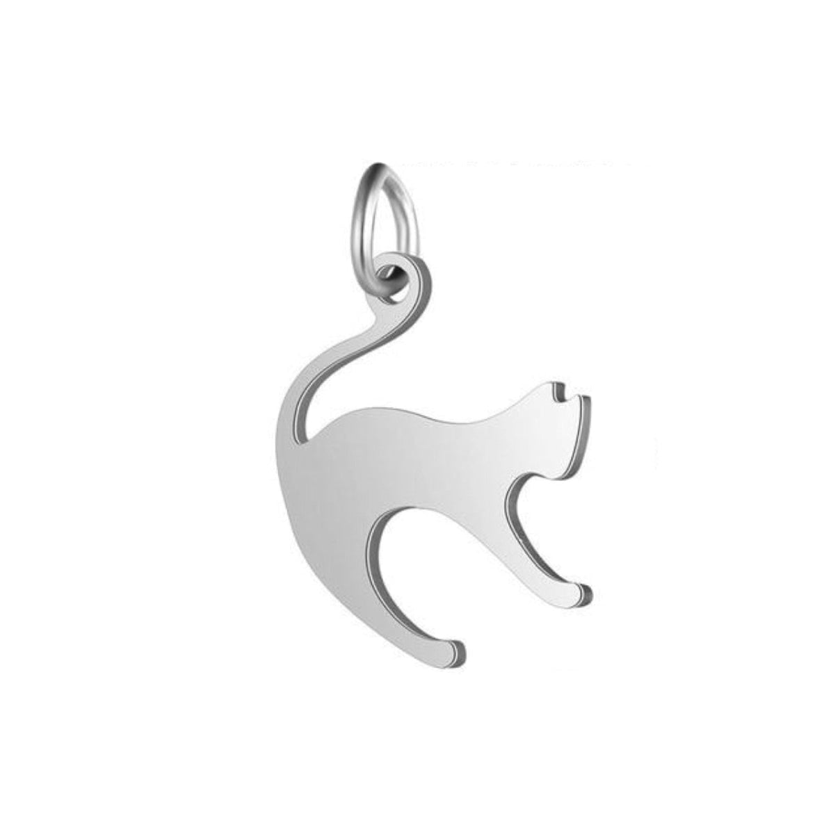 2pcs S/S Charm DIY Charms Jewellery Making Om Dog Paw Cat Animal Elephant Teddy Yoga Lotus Heart - Cat 2 14.5x21mm - - Asia Sell