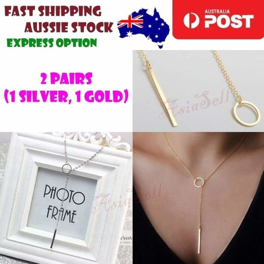 2pcs Womens Infinity Choker Necklace Gold and Silver Colour Chain Pendant Charm - Asia Sell