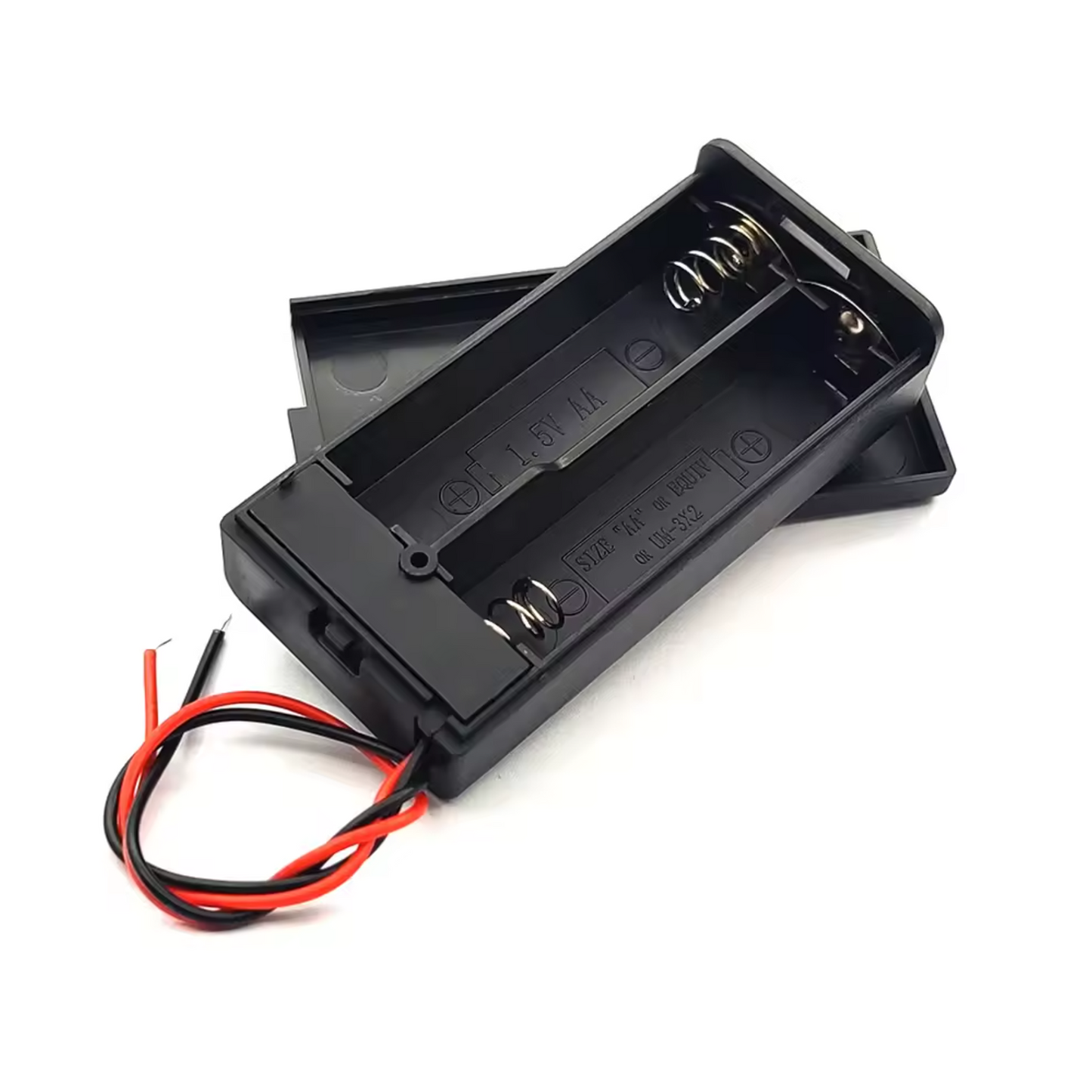 2pcs 2xAA Battery Holder 1.5V Switch Lid Box 3V AA Case Wires 2 x AA 2x1