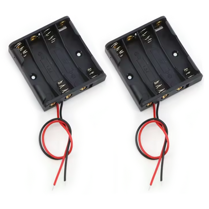 2pcs 4xAAA Battery Holder 4x1.5V 6V Box Case AAA Black Red Leads