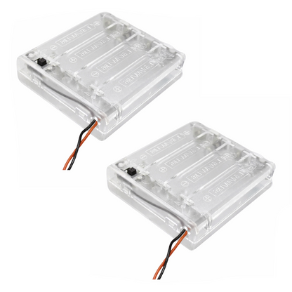 2pcs 4xAA Battery Holder Box Case With Switch 4x1.5V 6V Transparent