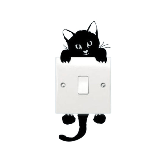 2x Cat Stickers For Light Switch Home Decor Black-Light Luminous Glowing Wall - - Asia Sell