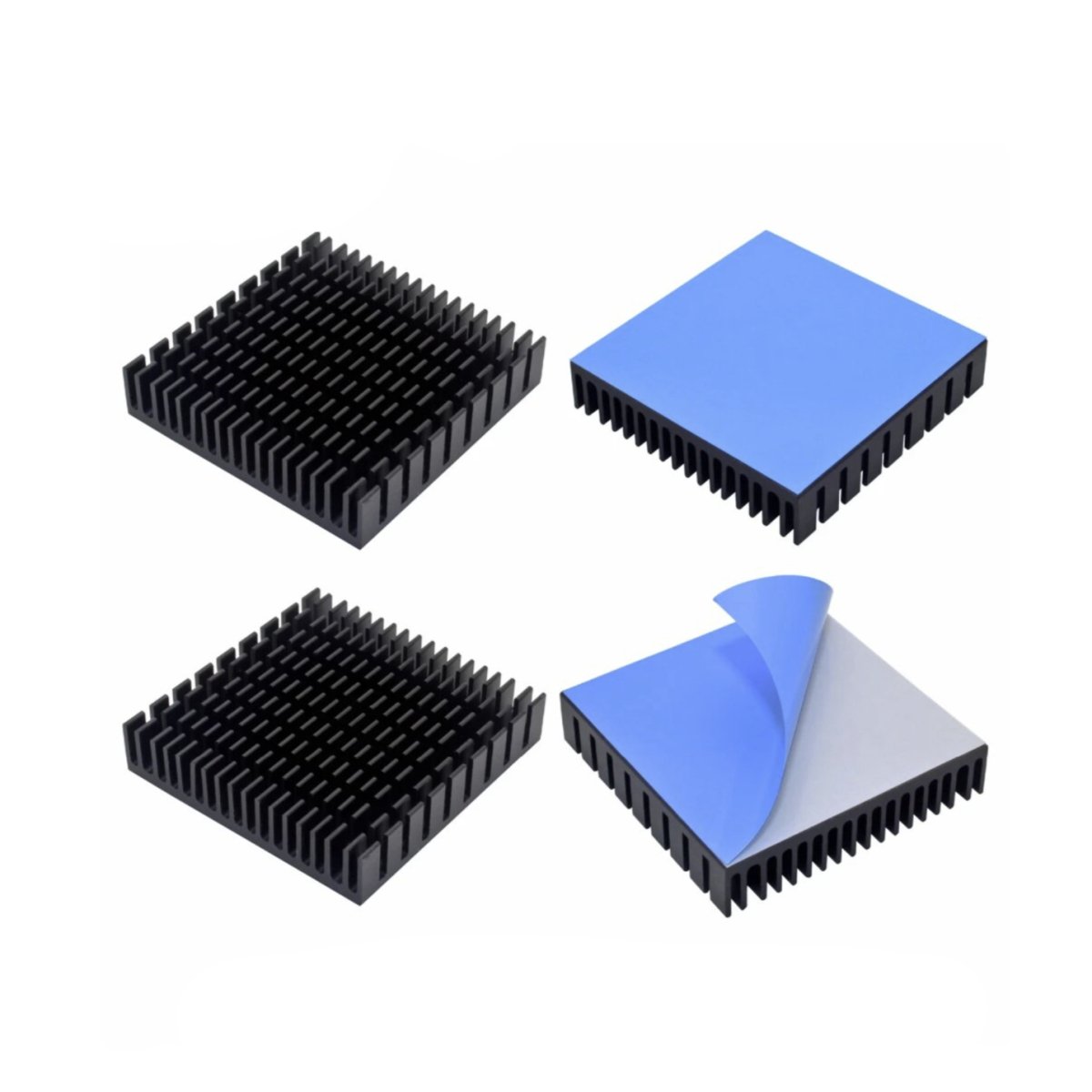 2x Heatsink 50x50x11 40x40x11mm 25x25x10mm 19x19x5mm 14x14x8mm Black Heat Sink - 50x50x11mm (has backing) - - Asia Sell