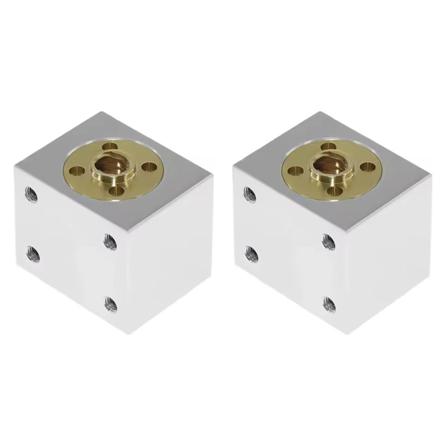 2x T8 Trapezoidal Lead Screw Nut Housing Bracket For 3D Printer Parts Reprap CNC - Silver with Nut x2