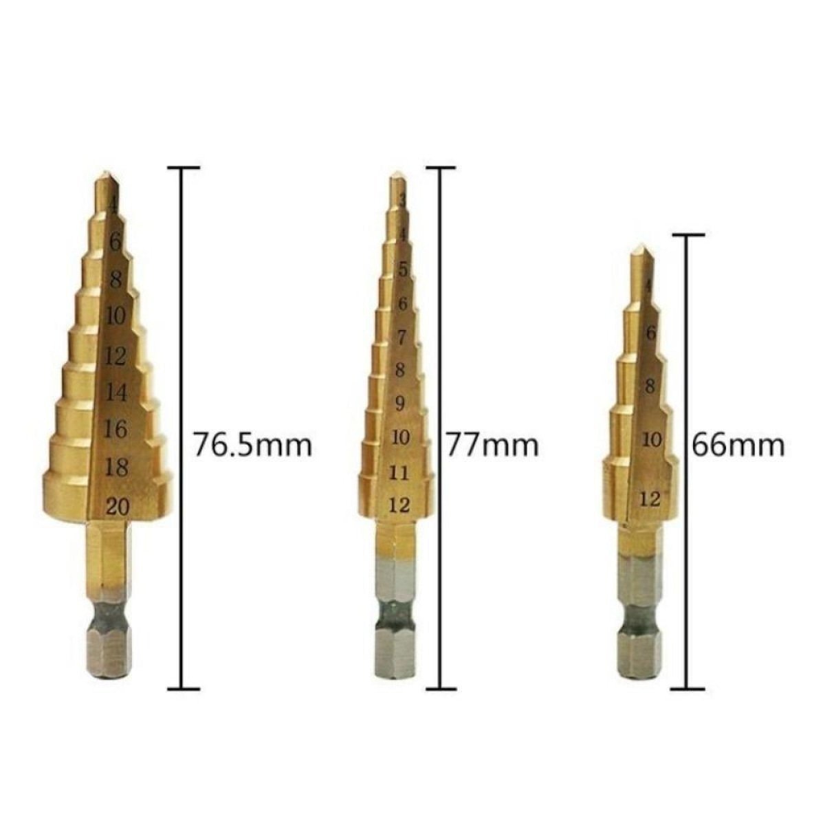 3-12mm 4-12mm 4-20mm Step Cone Drill Bit Hole Cutter Tool Hex Shank Step Shank - - Asia Sell
