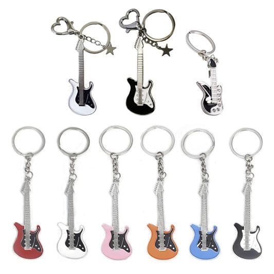 30mm Keyring Guitar Keychain 7.5cm Key Ring Key Chain Bag Accessory Holder Pendant Tag - Black White - - Asia Sell