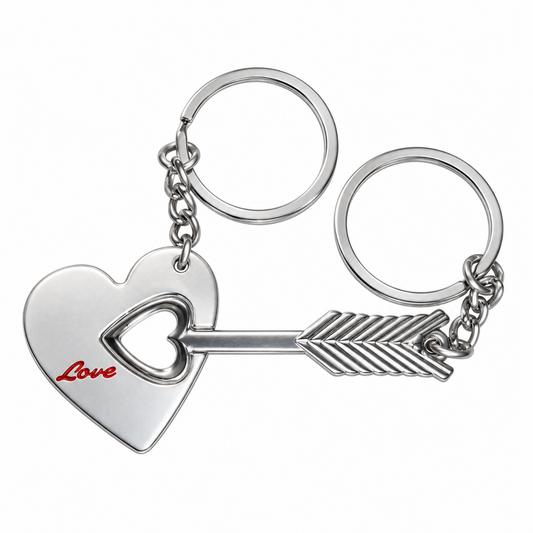 30mm Couples Key Chains Arrow Love Heart Keyrings Ring Chain Pendant Tag Charm