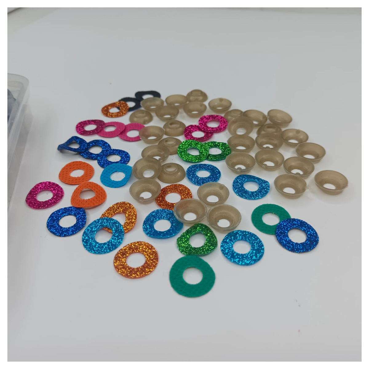 30pcs 18mm Glitter Coloured Safety Screw Eyes with Backings For Puppet Teddy Bear Doll Animal Plastic Eyes