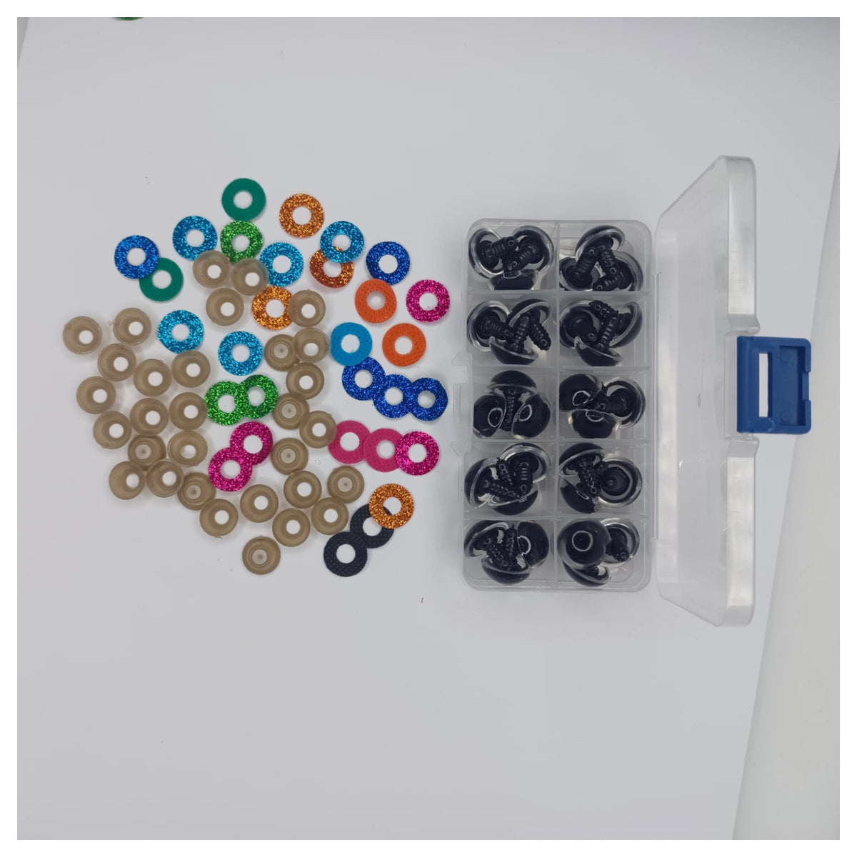 30pcs 18mm Glitter Coloured Safety Screw Eyes with Backings For Puppet Teddy Bear Doll Animal Plastic Eyes