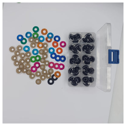 30pcs 18mm Glitter Coloured Safety Screw Eyes with Backings For Puppet Teddy Bear Doll Animal Plastic Eyes