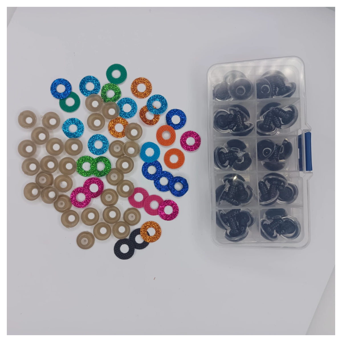 30pcs 18mm Glitter Coloured Safety Screw Eyes with Backings For Puppet Teddy Bear Doll Animal Plastic Eyes
