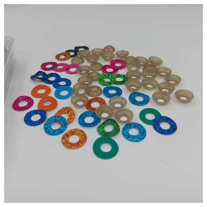 30pcs 18mm Glitter Coloured Safety Screw Eyes with Backings For Puppet Teddy Bear Doll Animal Plastic Eyes
