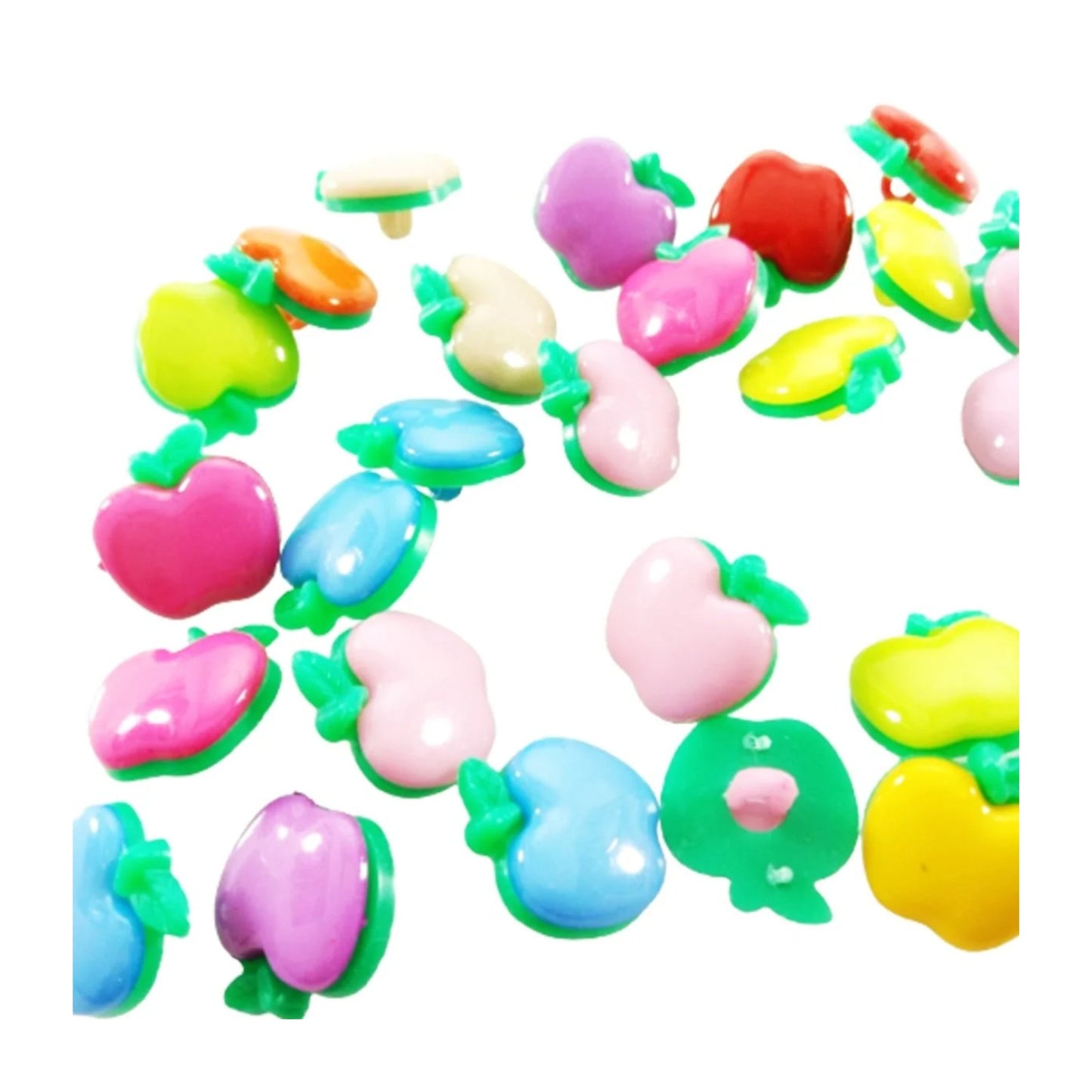 30pcs 18mm Mixed Colour Apple Plastic Buttons Children's Apparel Sewing Accessories DIY Scrapbooking Crafts - - Asia Sell