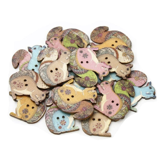 30pcs 30mm Squirrel Buttons Sewing Clothing Diy Handmade Technicolour Scrapbook Craft - - Asia Sell