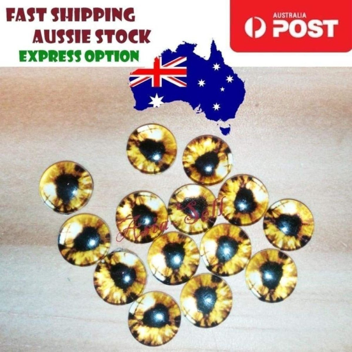 30pcs Round 12mm Glass Eyes Dragon Lizard Frog Eyeballs - P - Asia Sell