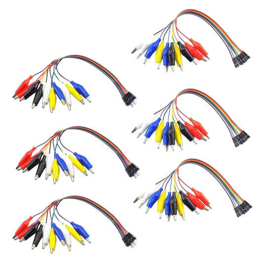 30pcs 35mm Alligator Clip 10 Pin Jumper Wire Male Female Test Lead Cable Probe