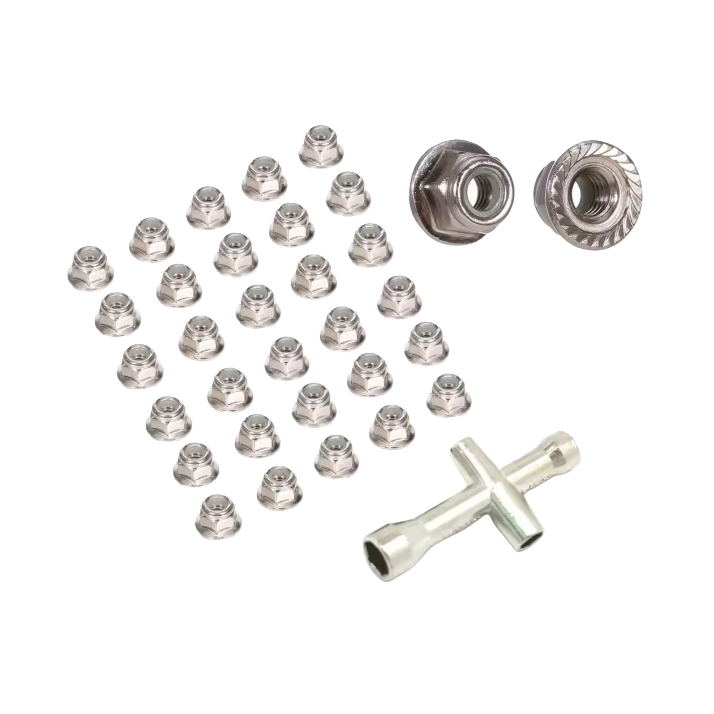 30pcs M4 Wheel Lock Nuts 4mm Hex Wrench Axial SCX10 110 RC Car CNC | Silver