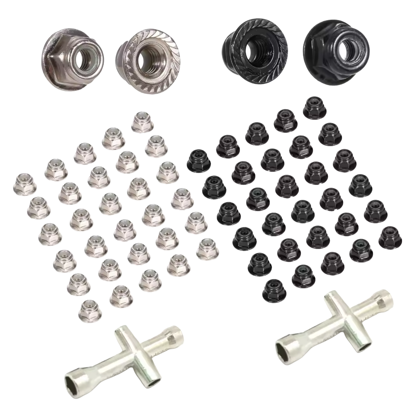 30pcs M4 Wheel Lock Nuts 4mm Hex Wrench Axial SCX10 110 RC Car CNC Silver Black | Main Image