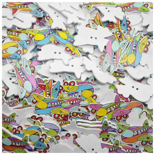 30pcs Wooden Sewing Buttons Scrapbooking Aircraft Shape 2 Holes 32X22mm Airplane | Main Image | Asia Sell